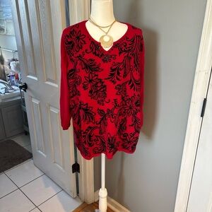 Alfred Dunner Red Top with Black Embellishments